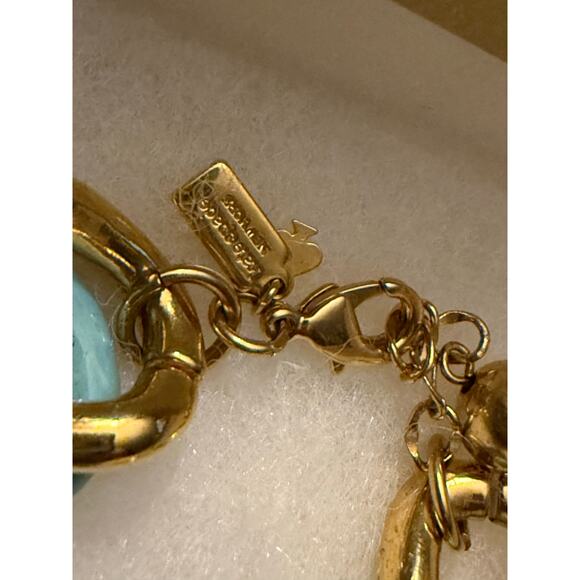 Kate Spade Gold, Turqouise, and Pavé Chunky Chain Bracelet - Picture 7 of 7